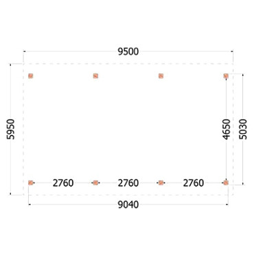 Buitenverblijf Zadeldak XXL 9500x5950x4900mm (bxdxh)