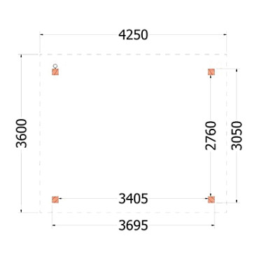 Buitenverblijf Florence 4250x3600x2600mm (bxdxh)