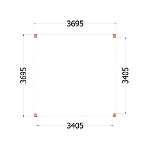 Buitenverblijf Palermo 3700x3700x2450mm (bxdxh)