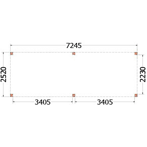 Buitenverblijf Palermo 7250x2550x2450mm (bxdxh)