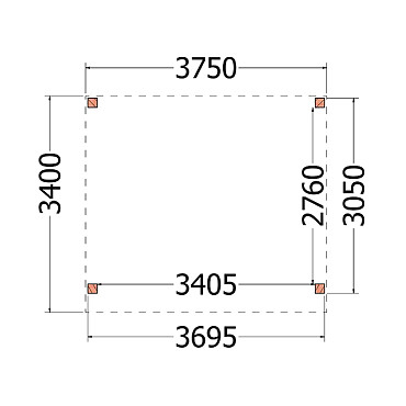 Buitenverblijf Refter XL 3750x3400x2600mm (bxdxh)