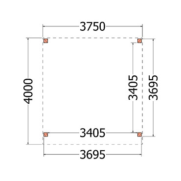 Buitenverblijf Refter XL 3750x4000x2600mm (bxdxh)