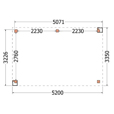Buitenverblijf Verona model links 5200x3350x2500mm (bxdxh)