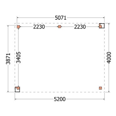 Buitenverblijf Verona model links 5200x4000x2500mm (bxdxh)