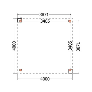 Buitenverblijf Verona model rechts 4000x4000x2500mm (bxdxh)