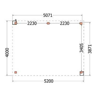 Buitenverblijf Verona model rechts 5200x4000x2500mm (bxdxh)
