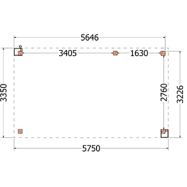 Buitenverblijf Verona model rechts 5750x3350x2500mm (bxdxh)