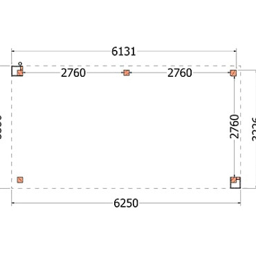 Buitenverblijf Verona model rechts 6250x3350x2500mm (bxdxh)