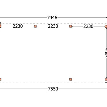 Buitenverblijf Verona model rechts 7550x4000x2500mm (bxdxh)