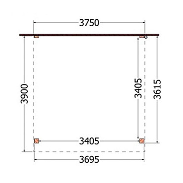 Aanbouwveranda Ancona 3750x3900x2600mm (bxdxh)
