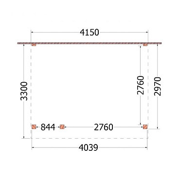 Aanbouwveranda Ancona 4150x3300x2600mm (bxdxh) links