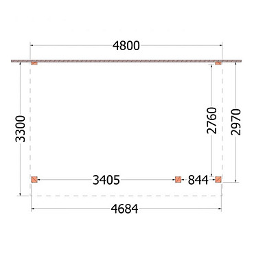 Aanbouwveranda Ancona 4800x3300x2600mm (bxdxh) rechts