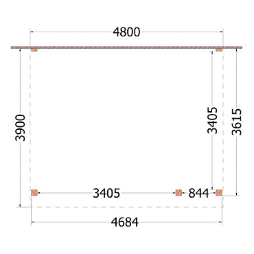 Aanbouwveranda Ancona 4800x3900x2600mm (bxdxh) rechts