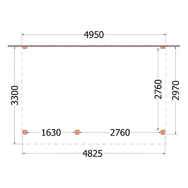 Aanbouwveranda Ancona 4950x3300x2600mm (bxdxh) links