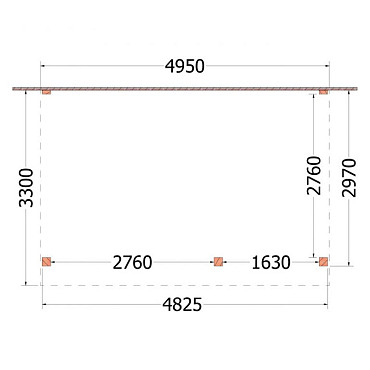 Aanbouwveranda Ancona 4950x3300x2600mm (bxdxh) rechts