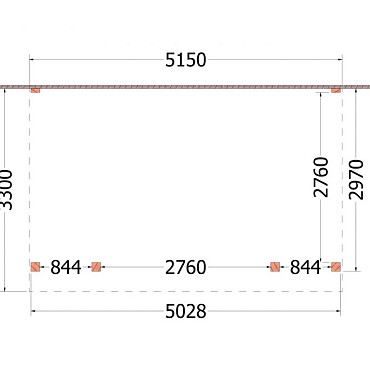 Aanbouwveranda Ancona 5150x3300x2600mm (bxdxh)