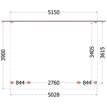 Aanbouwveranda Ancona 5150x3900x2600mm (bxdxh)
