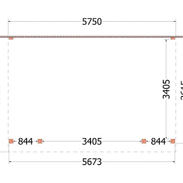 Aanbouwveranda Ancona 5750x3900x2600mm (bxdxh)