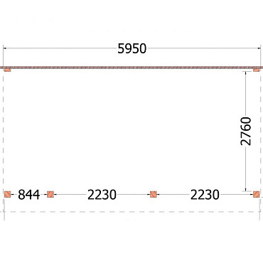 Aanbouwveranda Ancona 5950x3300x2600mm (bxdxh) links