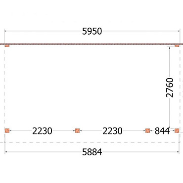 Aanbouwveranda Ancona 5950x3300x2600mm (bxdxh) rechts