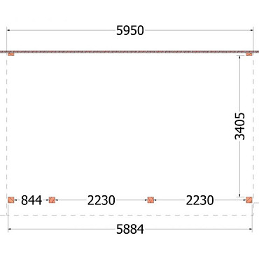 Aanbouwveranda Ancona 5950x3900x2600mm (bxdxh) links