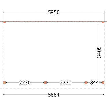 Aanbouwveranda Ancona 5950x3900x2600mm (bxdxh) rechts