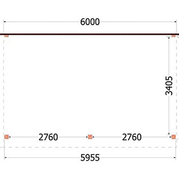 Aanbouwveranda Ancona 6000x3900x2600mm (bxdxh)