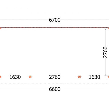 Aanbouwveranda Ancona 6700x3300x2600mm (bxdxh)