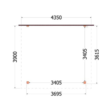 Aanbouwveranda Lucca 4350x3900x2600mm (bxdxh)