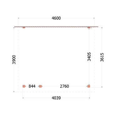 Aanbouwveranda Lucca 4600x3900x2600mm (bxdxh) links