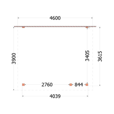 Aanbouwveranda Lucca 4600x3900x2600mm (bxdxh) rechts