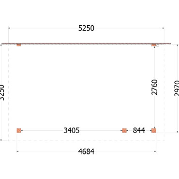 Aanbouwveranda Lucca 5250x3250x2600mm (bxdxh) rechts
