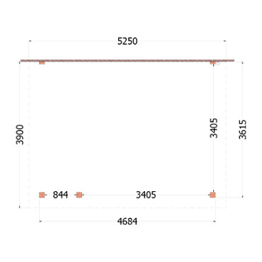 Aanbouwveranda Lucca 5250x3900x2600mm (bxdxh) links