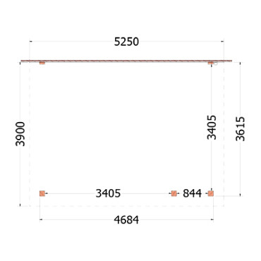 Aanbouwveranda Lucca 5250x3900x2600mm (bxdxh) rechts
