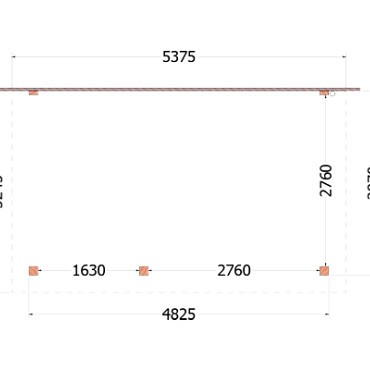Aanbouwveranda Lucca 5400x3250x2600mm (bxdxh) links