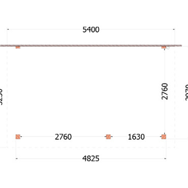 Aanbouwveranda Lucca 5400x3250x2600mm (bxdxh) rechts