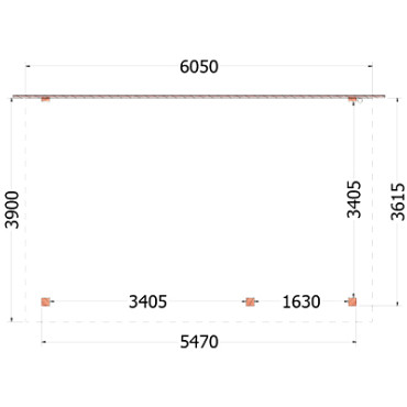 Aanbouwveranda Lucca 6050x3900x2600mm (bxdxh) rechts