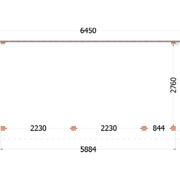 Aanbouwveranda Lucca 6450x3250x2600mm (bxdxh) rechts