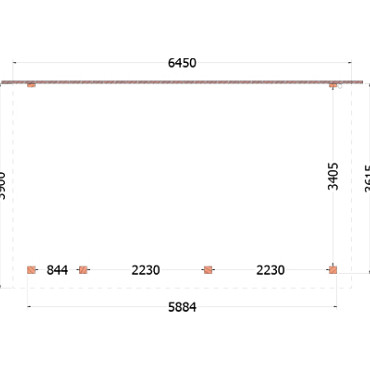 Aanbouwveranda Lucca 6450x3900x2600mm (bxdxh) links