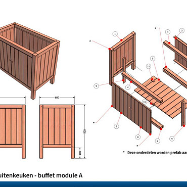 Buitenkeuken Buffet Module A | Dubbele kast met deuren