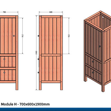 Buitenkeuken Buffet Module H | Hoge koelkast kast