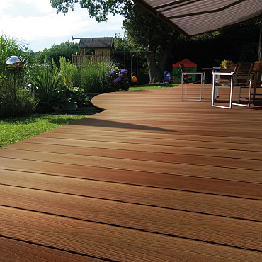 WPC 22,5x138mm Fiberdeck Premium | massief | 2-zijdig Teak 300cm