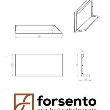 Component Module+ Uitwendig hoekpaneel-Rechts (B) 90x42cm Corten