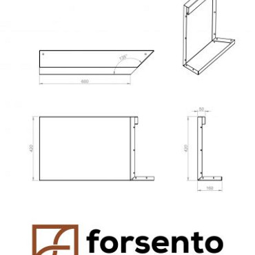 Component Module+ Inwendig hoekpaneel-R (C) 60x42cm Corten