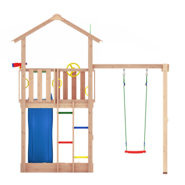 Douglas speeltoestel Kopervik met XXL blauwe glijbaan.