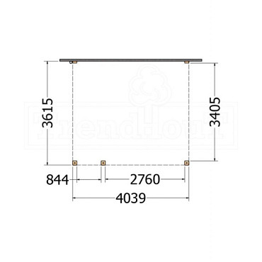 Aanbouwveranda Modena 4050x3650x2700mm (bxdxh) links