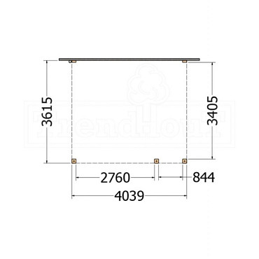 Aanbouwveranda Modena 4050x3650x2700mm (bxdxh) rechts