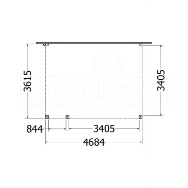 Aanbouwveranda Modena 4700x3650x2700mm (bxdxh) links