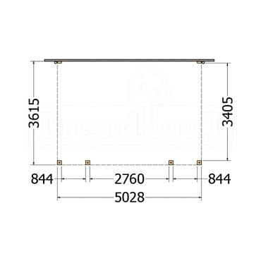 Aanbouwveranda Modena 5050x3650x2700mm (bxdxh)