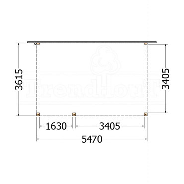 Aanbouwveranda Modena 5500x3650x2700mm (bxdxh) links